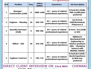 Direct Cleint interview in Chennai on 23rd Dec 2016