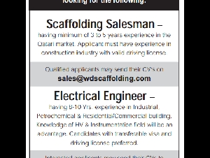 Scaffolding Salesman Electrical Engineer