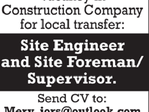 Site Engineer and Site Foreman/ Supervisor