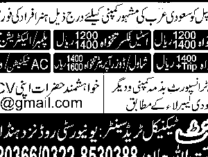 Shuttering Carpenter, Steel Fixer, Plumber/Electrician, Traila Driver, AC Technician Opportunities - Visa Avaliable