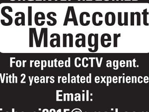 URGENTLY REQUIRED SALES ACCOUNT MANAGER